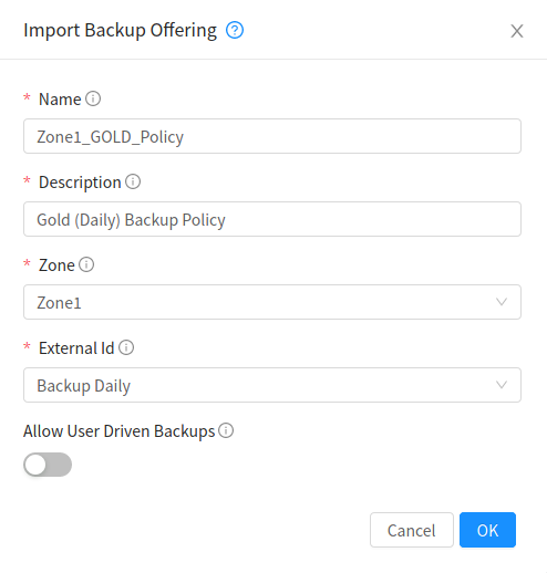 Importing an SLA/Policy offering.